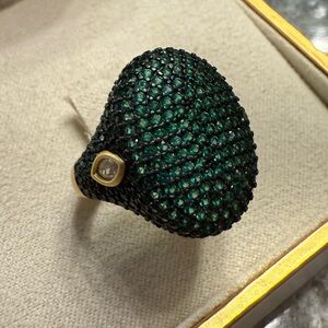 Frieda Rothman green pave 925 core gold vermil matte wash size 6